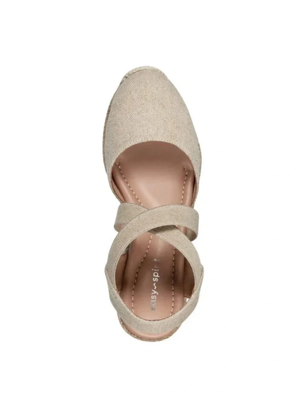 Easy Spirit Neutral Meza Natural Gold Sparkle Espadrille Wedge Sandals Sz 9 NIB